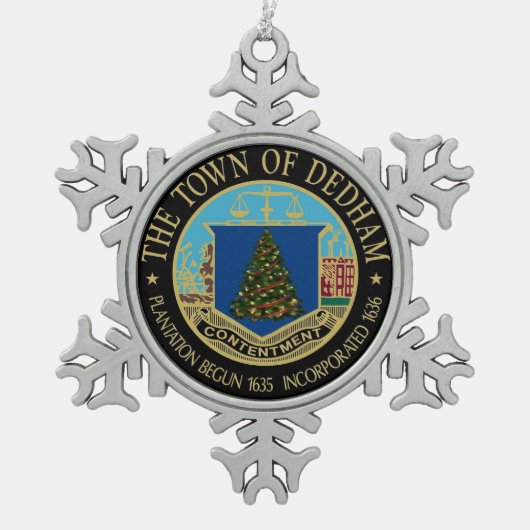 クリスマススノーフレークのデダムの奇跡 スノーフレークピューターオーナメント (正面)