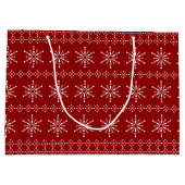 クリスマススノーフレークのパターンカスタムの背景 ラージペーパーバッグ (裏面)