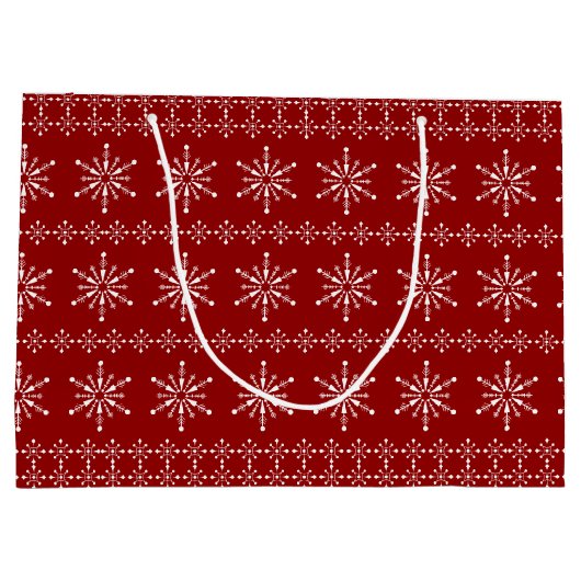 クリスマススノーフレークのパターンカスタムの背景 ラージペーパーバッグ (裏面)