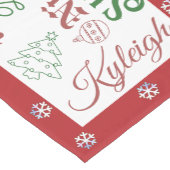 クリスマススノーフレークの名前とオーナメント ショートテーブルランナー (コーナー)