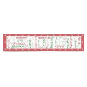 クリスマススノーフレークの名前とオーナメント ショートテーブルランナー (横)