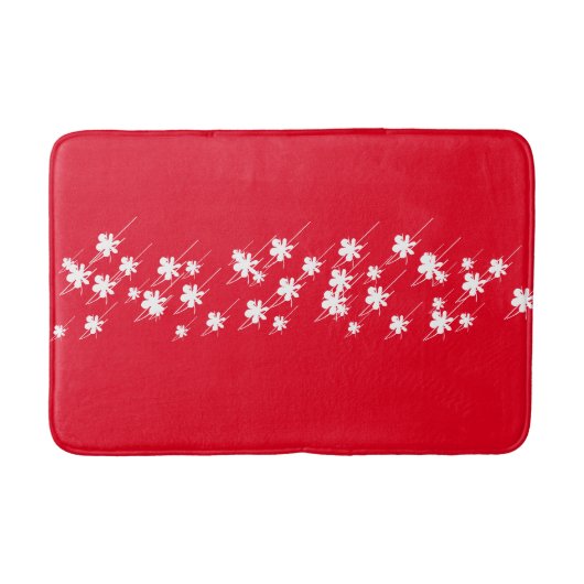 クリスマススノーフレークの花は赤い白にパターン付け バスマット (正面)