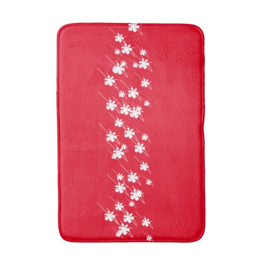 クリスマススノーフレークの花は赤い白にパターン付け バスマット (正面縦)