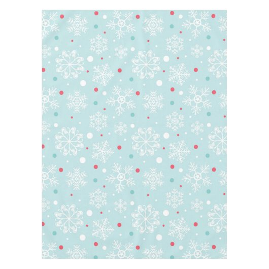 クリスマススノーフレークウィンターブルー テーブルクロス (正面)