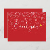 クリスマススノーフレークエレガントスクリプトビジネス サンキューカード (正面/裏面)