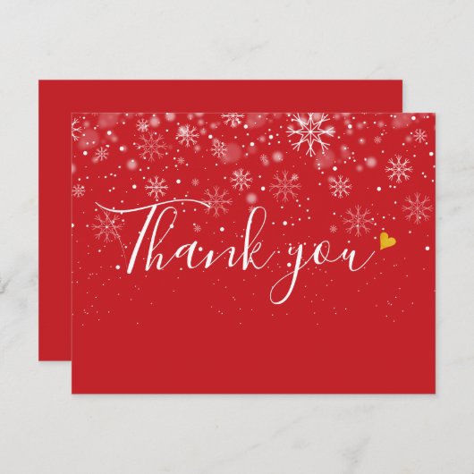 クリスマススノーフレークエレガントスクリプトビジネス サンキューカード (正面/裏面)