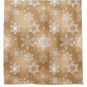 クリスマススノーフレークオン金ゴールド シャワーカーテン (正面)