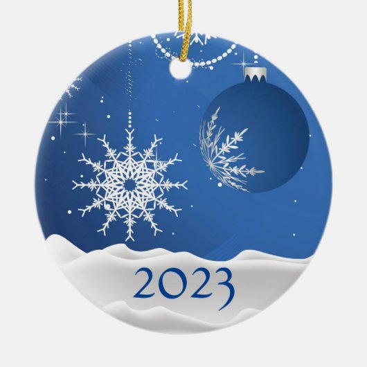 クリスマススノーフレークオーナメント2023名前の追加 セラミックオーナメント (正面)
