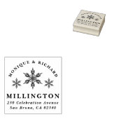 クリスマススノーフレークカップルの名前差出人住所 ラバースタンプ (押印)