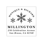 クリスマススノーフレークカップルの名前差出人住所 ラバースタンプ (インプリント)