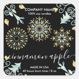クリスマススノーフレークキャンドルラベル製品ラベル スクエアシール