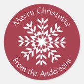 クリスマススノーフレークギフトラベルからの家族 ラウンドシール (正面)