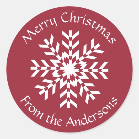 クリスマススノーフレークギフトラベルからの家族 ラウンドシール (正面)