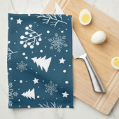 クリスマススノーフレーククリスマスツリーパターン キッチンタオル (四つ折り)