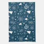 クリスマススノーフレーククリスマスツリーパターン キッチンタオル (縦)