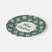 クリスマススノーフレークグリーンミニマリストホリデーパーティー ペーパープレート (アングル)