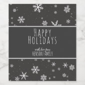 クリスマススノーフレークグレーフェスティバルペルソナライズ ワインラベル (シングルラベル)