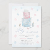 クリスマススノーフレークケーキ冬の性別が明らかになる 招待状 (正面)