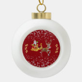 クリスマススノーフレークサンタホホホホホホホトリンダースリー セラミックボールオーナメント (正面)