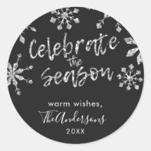 クリスマススノーフレークスシルバーグリッターメッセージカード