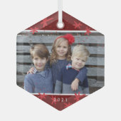 クリスマススノーフレークスターバストフォトオーナメント ガラスオーナメント (正面)