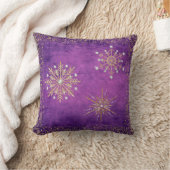 クリスマススノーフレークスパープル&金ゴールドグリッター クッション (ブランケット)