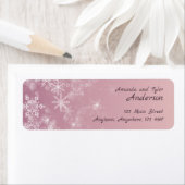 クリスマススノーフレークスピンクホリデー差出人住所 ラベル (インサイチュ)