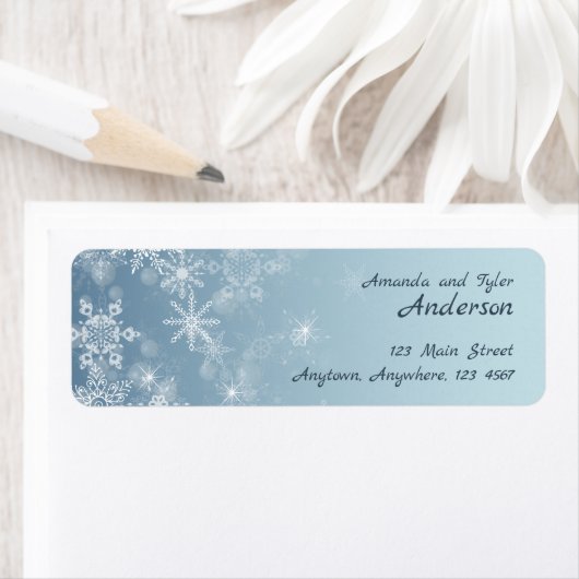 クリスマススノーフレークスブルーホリデー差出人住所 ラベル (インサイチュ)