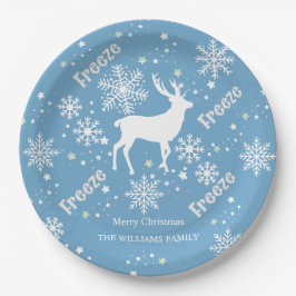 クリスマススノーフレークスブルー紙プレート ペーパープレート