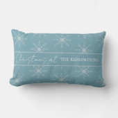クリスマススノーフレークスブルー装飾用クッション ランバークッション (正面)