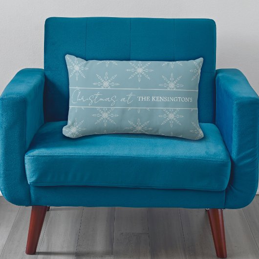 クリスマススノーフレークスブルー装飾用クッション ランバークッション