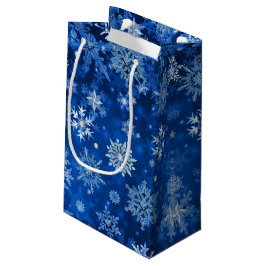 クリスマススノーフレークスブルー&シルバー抱き枕 スモールペーパーバッグ