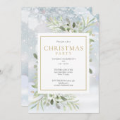 クリスマススノーフレークスホリデーパーティー 招待状 (正面/裏面)