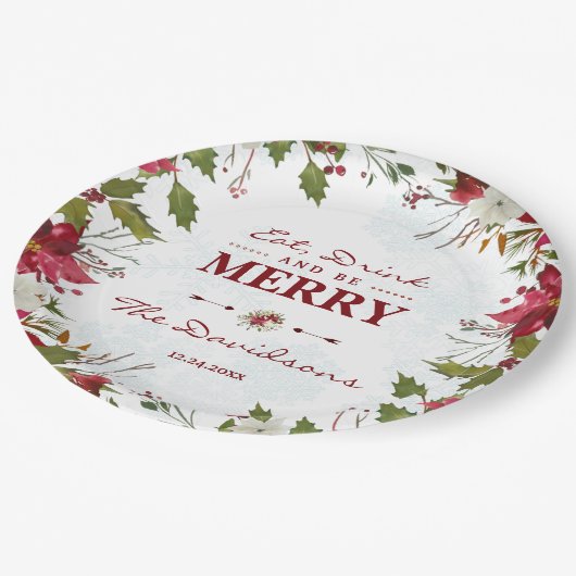 クリスマススノーフレークスポ食べインセスティア飲み物とメリーbe ペーパープレート (アングル)