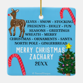 クリスマススノーフレークスミニ15ワードパズル セラミックオーナメント