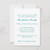 クリスマススノーフレークツリーパーティの招待状ティール(緑がかった色) 招待状 (裏面)