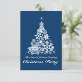 クリスマススノーフレークツリーパーティの招待状ブルー 招待状 (スタンド正面)
