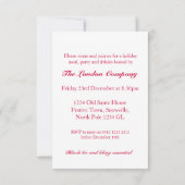 クリスマススノーフレークツリーパーティの招待状赤 招待状 (裏面)