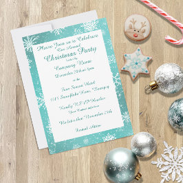 クリスマススノーフレークティール（緑がかった色） 招待状