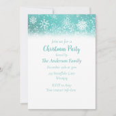 クリスマススノーフレークティール（緑がかった色） 招待状 (正面)