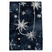 クリスマススノーフレークナイトスカイ ミディアムペーパーバッグ (裏面)