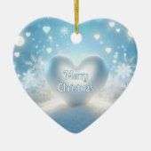 クリスマススノーフレークハート セラミックオーナメント (正面)