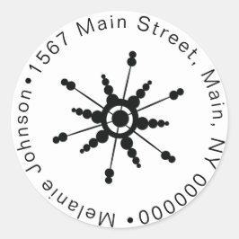 クリスマススノーフレークバブル白黒ファミリー ラウンドシール