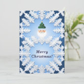 クリスマススノーフレークパターン 招待状 (スタンド正面)