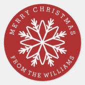 クリスマススノーフレークパーソナライズされたカスタムカラー ラウンドシール (正面)