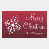 クリスマススノーフレークパーソナライズされたギフトラベルシール 長方形シール (正面)
