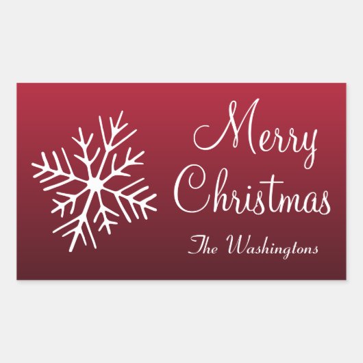 クリスマススノーフレークパーソナライズされたギフトラベルシール 長方形シール (正面)
