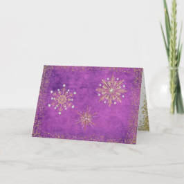 クリスマススノーフレークパープル&金ゴールド シーズンカード