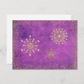 クリスマススノーフレークパープル&金ゴールド シーズンポストカード (正面/裏面)