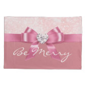 クリスマススノーフレークピンクリボンダイヤモンドピロー 枕カバー (裏面)